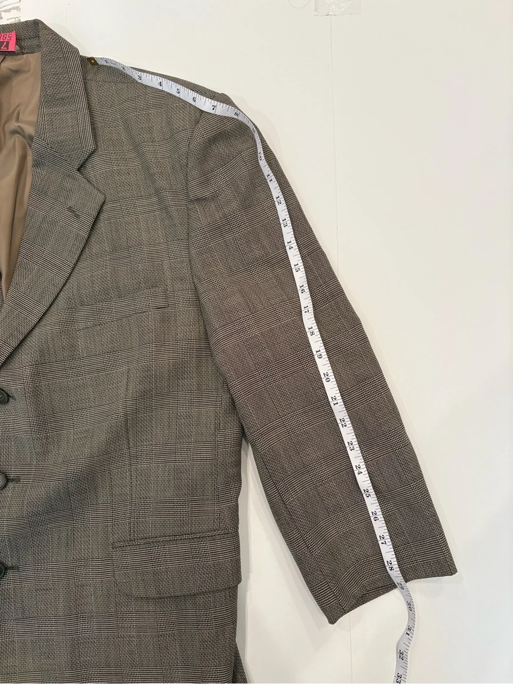 Oleg Cassini Gray/tan Glen Plaid Sport Coat-size 44-office-casual-READ